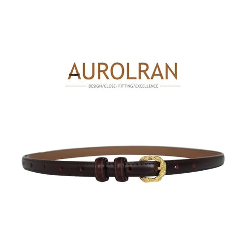 Image of Aurolran Women's Fashion Classic Metal Buckle Leather Belt with Jeans Dress