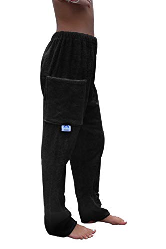 Towel Pants for Swimmers – Cotton Terry Towel Pants – Beach Coverup – Resort Wear – Swim wear Black3