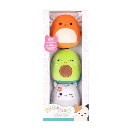Squishmallows Original Micromallows Plush 3-Pack - Avocado Yeti & Axolotl 2.5-Inch Plush
