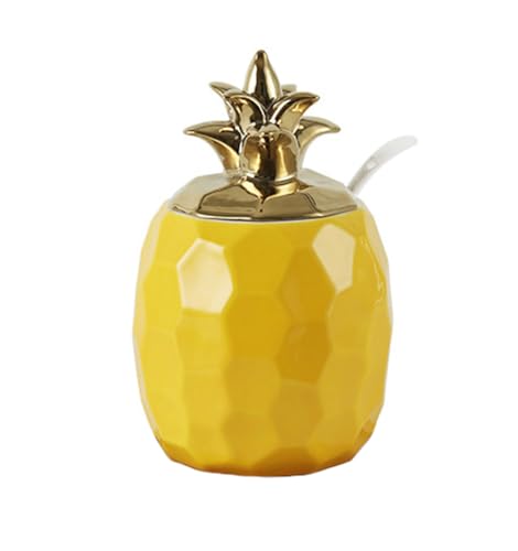 Ceramic Sugar Bowl, Pineapple Container Spice Jar Storage Jar wit...