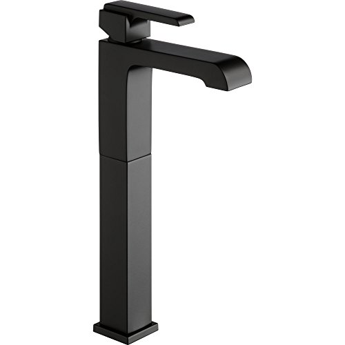 Delta Ara Vessel Sink Matte Black Bathroom Faucet 1 Hole, Single Hole Bathroom Sink Faucet for Vanity, Matte Black 767LF-BL (Drain Not Included)