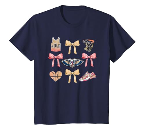 NBA New Orleans Pelicans Bow Grid T-Shirt, Youth, Navy Blue, Medium