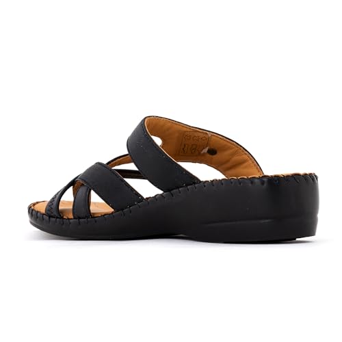 Image of Khadim's Softouch Leather Wedge Heel Slip On Sandal for Women