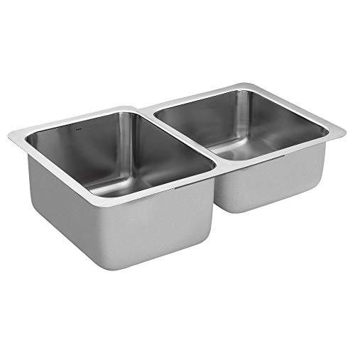 Moen G18231 1800 Series 18-Gauge Double Bowl Undermount Sink, Stainless Steel #TOP21