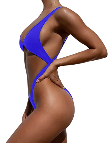 Image of Tainehs Womens Sexy One Piece Bikini Swimsuits High Cut Cheeky Swimwear Thong Bottoms Bathing Swimsuits