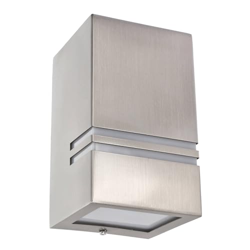 EDO Applique Murale Extérieure FLEVO Inox IP54 - Luminaire d'Extérieur Étanche en Aluminium avec Douille 1xGU10- Lampe Murale pour Jardin, Terrasse,...