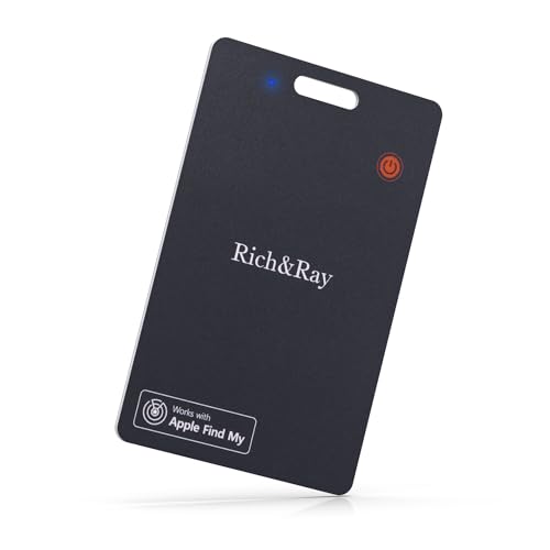 Rich&Ray Wireless Charging Smart Tracker Card Rechargeable IP68, Key Finder Item Tracker Thin Card Works with Find My (MFI Certified), 1 Pack