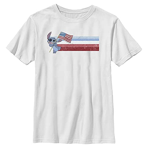 T-shirt Stitch Disney pour garçon en coton uni à col rond