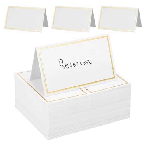 Genérico Tarjetas de Lugar para Mesa Lámina Dorada Doble Faz, 120 Unidades de Cartulina Plegable para Boda y Eventos, Carpas de Mesa Elegantes y Personalizables para Decoración