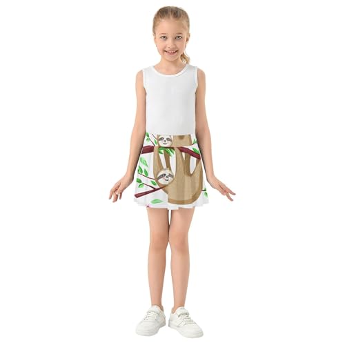 Joisal Toddler Tennis Skirts Cute Sloths Hanging Tree Girls' Shorts Athletic Skorts Breathable Pleated Skort 4t3