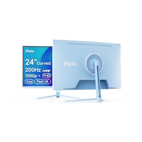 Image of Pixio PXC248 Wave Blue 24 inch 200Hz Refresh Rate FHD 1080p Resolution 1500R Curve Fast VA Panel 1ms GTG Response Time Adaptive Sync HDR Curved Gaming Monitor