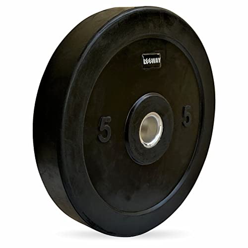 LEEWAY Rubber Weight Plate Set (5kg x 2) | 31mm Standard Rod Compatible Spare Gym Weights Plates| Rubber Coated Plates for Home Gym Workout & Barbell Training | Black (5kg Pair)