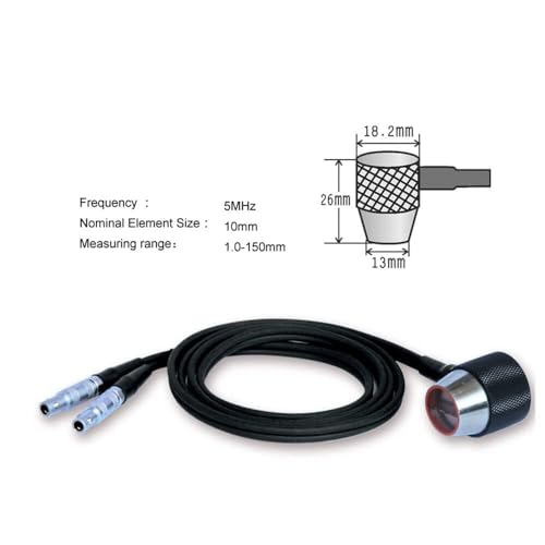 Sonda estándar para medidor de espesor ultrasónico con transductor de doble elemento PT12, rango 1.00-150mm, frecuencia 5MHz, diámetro de cristal 10mm para inspección interna de defectos en partes metálicas miniatura 4