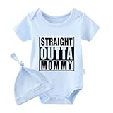 YSCULBUTOL Baby Twins Bodysuit Straight Outta Mommy Newborn Baby Girl Boy Romper Short Sleeve Baby Jumpsuit (blue hayi outta mommy 3m)