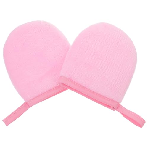 Healeved Manopla Autobronceadora de Felpa Rosa, 2 Piezas, Herramienta para Aplicar Loción Corporal y Protector Solar, Guantes Reutilizables para Bronceado Rápido y Masaje Corporal