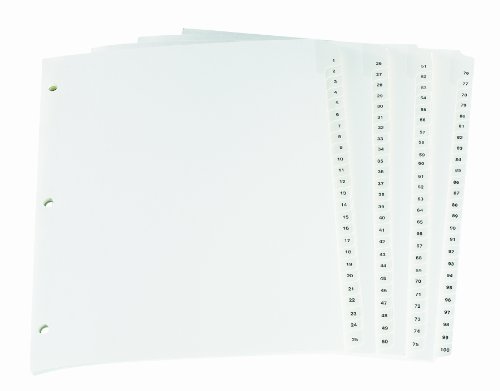 Oxford Binder Dividers, Preprinted Tabs 1-100, Letter Size, Bold Dual-Sided Numbers, 1/2" Extended Tabs, Reinforced Edges, 3-Hole Punched, White, for Manuals, Office Files, and Sch image 1