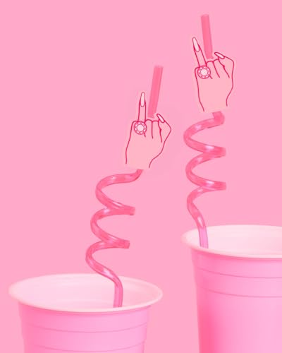Set de pitillos reutilizables con diseño anillo rosa de 12 piezas miniatura 3