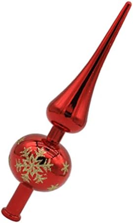 NUOBESTY Christmas Tree Topper Plastic Christmas Tree Topper Blown Plastic Xmas Tree Finials Hand- Painted Treetop Plastic for Christmas Tree Ornaments (Red)