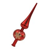 NUOBESTY Christmas Tree Topper - Blown Plastic Xmas Tree Finials Hand-Painted Treetop Plastic for Christmas Tree Ornaments (Red)