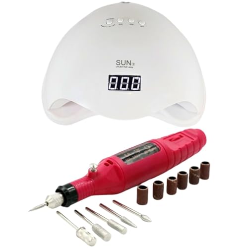 Kit Cabine Unhas Led Uv Gel Bivolt Sun + Lixa Unha Elétrica para Manicure Profissional e Cuidado Doméstico / Estufa Leds 48w Secagem Gel Acrigel