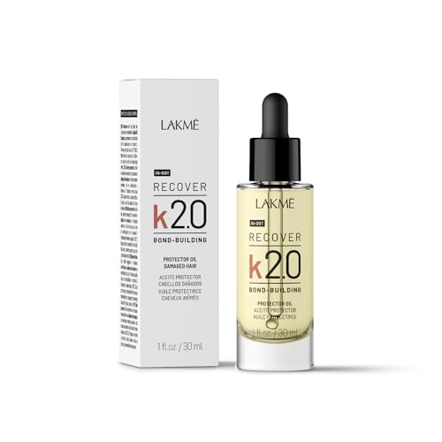 Lakmé K2.0 Recover Restore Protector Hair Oil, Anti Frizz Heat Protectant Oil for Hair, Adds Shine, Strengthens & Protects Fibers, Repairs Damage & Restores Keratin, 1.01 Fl Oz