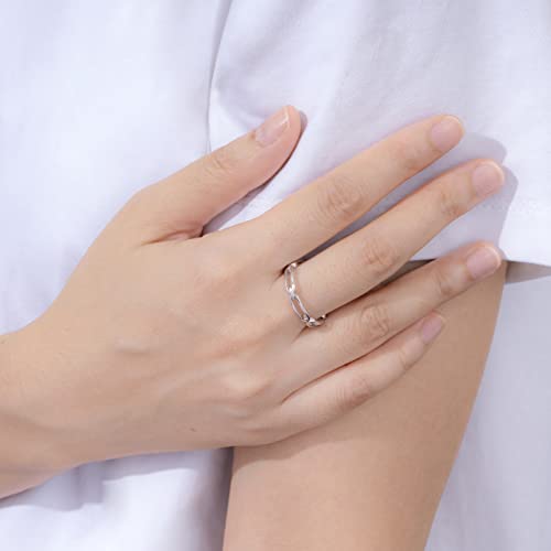 Amazon Essentials Rhodium Plated Sterling Silver Chain Link Band Ring Size 7, Silver #TOP1