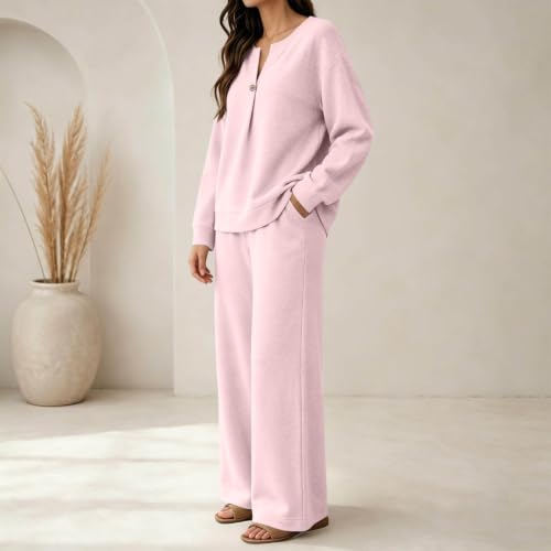 Funnyrap Two Piece Lounge Sets for Women Fall Matching Clothing Pink Small - image 3