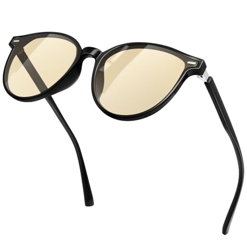 KANASTAL Gafas de Sol Cristal Marrones Claro Mujer Polarizadas Clásicas Vintage Retro Hombre Señora Conducir Pasear Protección UV400 - Negras Montura Transparentes Marrón Lentes