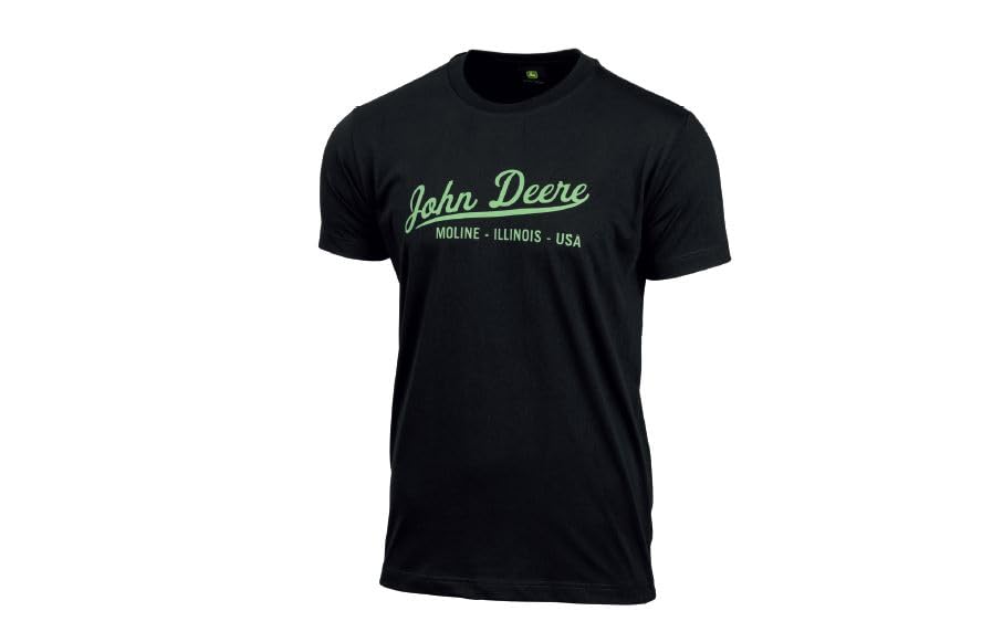 JOHN DEERE Camiseta negra con texto verde - Talla S-XXL, Negro , L