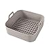 ALEOHALTER Pentola in silicone per friggitrice ad aria, vassoio quadrato per forno a microonde, cestino antiaderente per friggitrice ad aria con manico, accessori per forno (beige)
