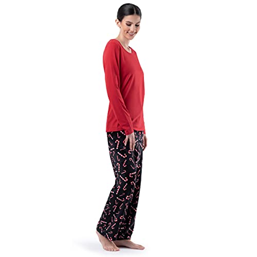 Image of Fruit of the Loom Women's Sueded Jersey Crew Top and Fleece Pant Sleep Set