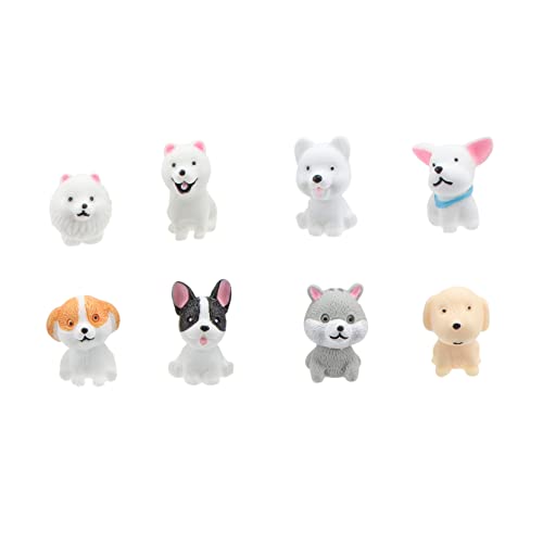 HAMPPLIES 8 Piezas Lindo Perro de Dibujos Animados Cosas de Perro decoración Adorno de Cachorro de Resina Adorno de Perro en Miniatura Adornos de Jardin Adorno de Perro de Resina Colorful