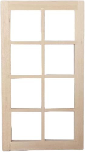 1pc Wood Color Dollhouse Window,Wooden Traditional 1/12 Scale 8-Pane Door Dollhouse Window Frame Miniature Furniture,Furniture Accessories
