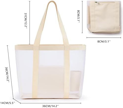 KALIDI Mesh Beach Bag Large Tote Bag Lightweight Foldable Beach Tote with Zipper Pocket for Women Vacation Beach Pool Trip 2 KALIDI Mesh Beach Bag Large Tote Bag Lightweight Foldable Beach Tote with Zipper Pocket for Women Vacation Beach Pool Trip