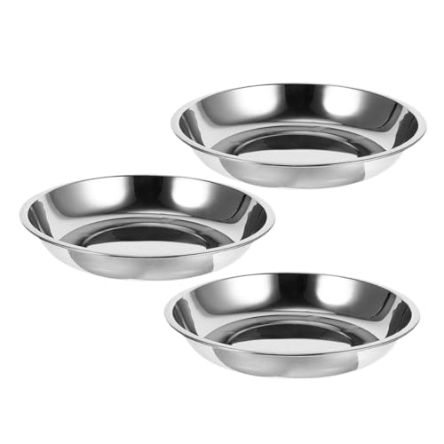 PERSELOSO 3個 ステンレス製広口浅型ペットフードボウル 犬猫兼用耐食器 衛生的な食事体験用 食べやすくお手入れ簡単設計
