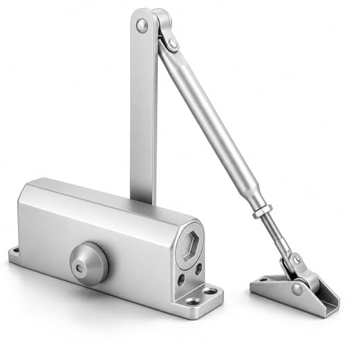 Heavy Duty Automatic Door Closer Self Closing Hydraulic Door Closer Soft Close No Slam Anti Rust Aluminum Easy DIY Install Fits 88-143lb Doors 23-43in for Home & Commercial Use
