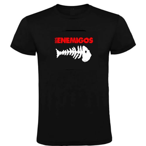 Genérico Camiseta Negra Logo Los Enemigos Tallas S M L XL XXL (M)