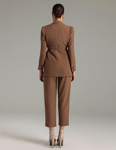 BELLA BARNETT Strappy Brown Blazer for Woman V-Neck Casual Blazer for Women3