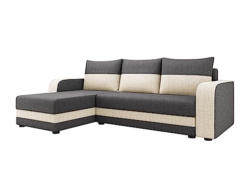 Bestmobilier - Canapé d'angle Convertible Réversible Harvey en Tissu - Canapé Lit - Sofa Gris 4 Places - Angle Droit - ou Gauche - Salon