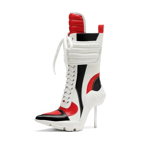 Tsrenlmln Women's Ankle Boots High Heel Boots for Women Stiletto Heel Boots Fashion Pointed Toe Ankle Booties for Women Womens Elastic Fabric Heel Pull-On High Heel comfort Booties2