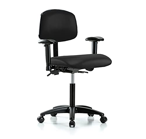 Image of Perch Multi-Task Office Chair with Adjustable Armrests | Medium Bench Height 20-27 inch | Black Fabric