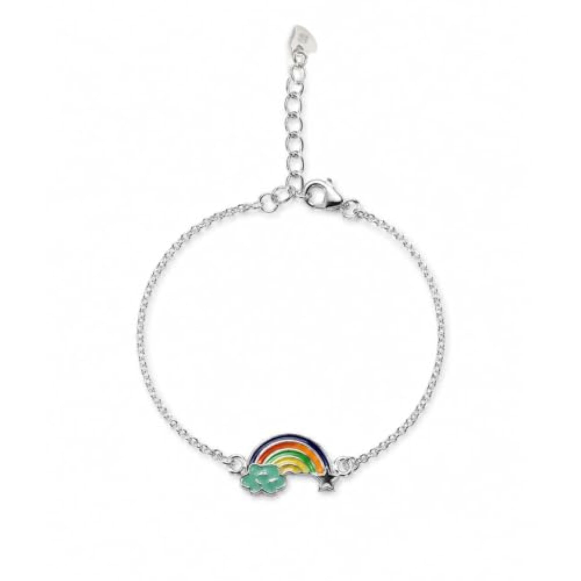 Stylish 925 Hallmark Unisex Sterling Silver Bracelet with Rainbow Charm