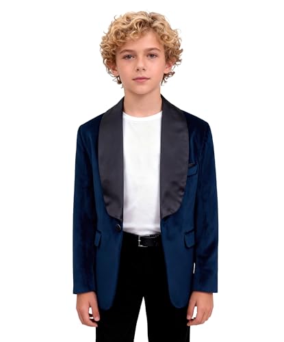Blazer de smoking en velours garçon 3-16 ans avec élégant revers satin noir