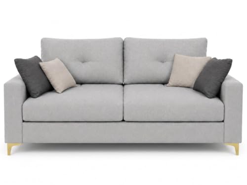 Image of FURNY Lean Luxury 3 Seater Lounger Sofa Set with Adjustable Backrest, 40D High-Density Foam & Soft Boston Fabric for Living Room & Hotels & Studio Apartments - Light Grey