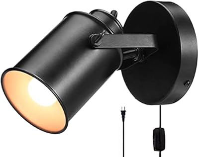 NOTOC Industrial Adjustable Retro Black, Plug-in Wall lamp, Rocker Wall Sconces with on/Off Switch for Bedroom Living Room loft bar Coffee Shop (Bronze)