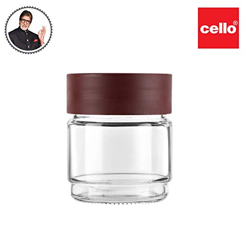 Image of CELLO Modustack Glassy Storage Jars For Kitchen 500 ml Maroon | Freezer & Fridge Safe Airtight Stackable Leadfree Toughened Glass Kitchen Storage Container For Beans, Whole Grains, Spices & Dry Fruits