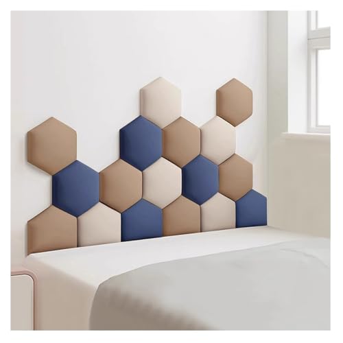 Juego de 17 Paneles de Pared Acolchados para cabecero, Acolchado Suave, autoadhesivos, 3D, anticolisión, para niños (Azul Oscuro, 180 x 105 cm)