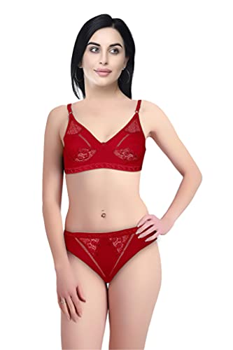 Image of Women's Soft Cotton Bra Panty Set for Women Cotton Stretch Non-Padded Non-Wired Bra Panty Set Best Lingerie Set daily use Bra Panty Set Combo Cotton Net Lingerie Set for Women and Girl's Soft Original Cotton Bra And Bikini Set Every Day Comfort with Multi Color and Wide rang of Size