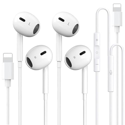 Unuhryo 2 Pack for iPhone Headphones Wired, Earphones with Built-in Microphone & Volume Control Nosie Reduction [MFi Certified] Lightning Headphones for iPhone 14/13/12/11/Pro/Pro Max/SE/iPad/XR/XS/X