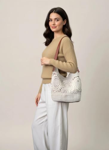 Image of Eiyye Boho Crochet Crossbody Bag Women Handmade Hobo Purse Large Tote Bag for Summer BeachTravel Daily Use